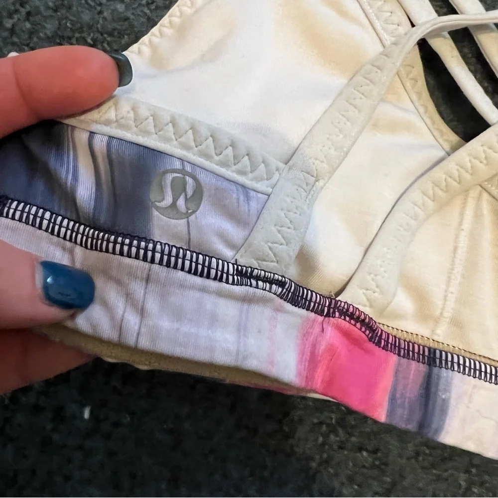 Rare Lululemon Run‎ Round Bra Mirage Deep Indigo White Yoga Athletic Gym Size 8
